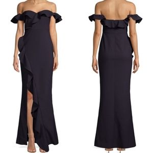 Likely revolve navy off the shoulder miller gown 4